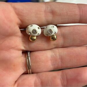 Elegant White and Gold Stud Earrings
